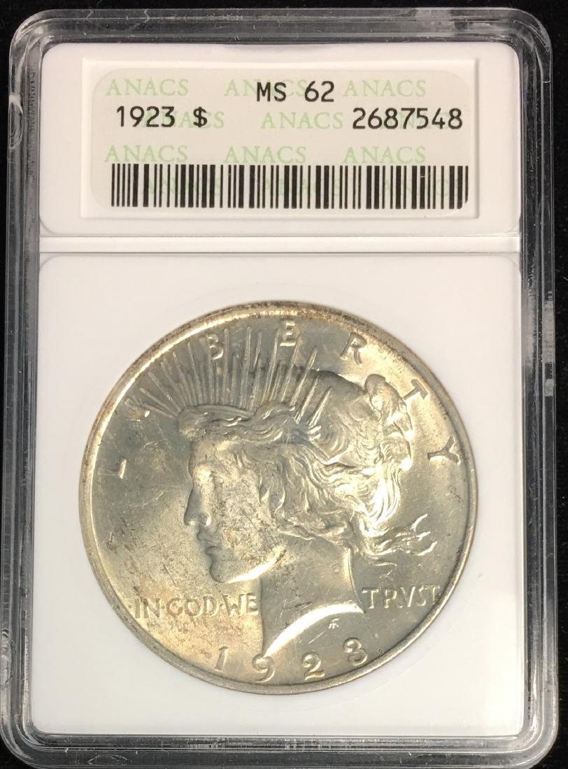 1923-P $1 Peace Silver Dollar ANACS MS62 (1 of 2)