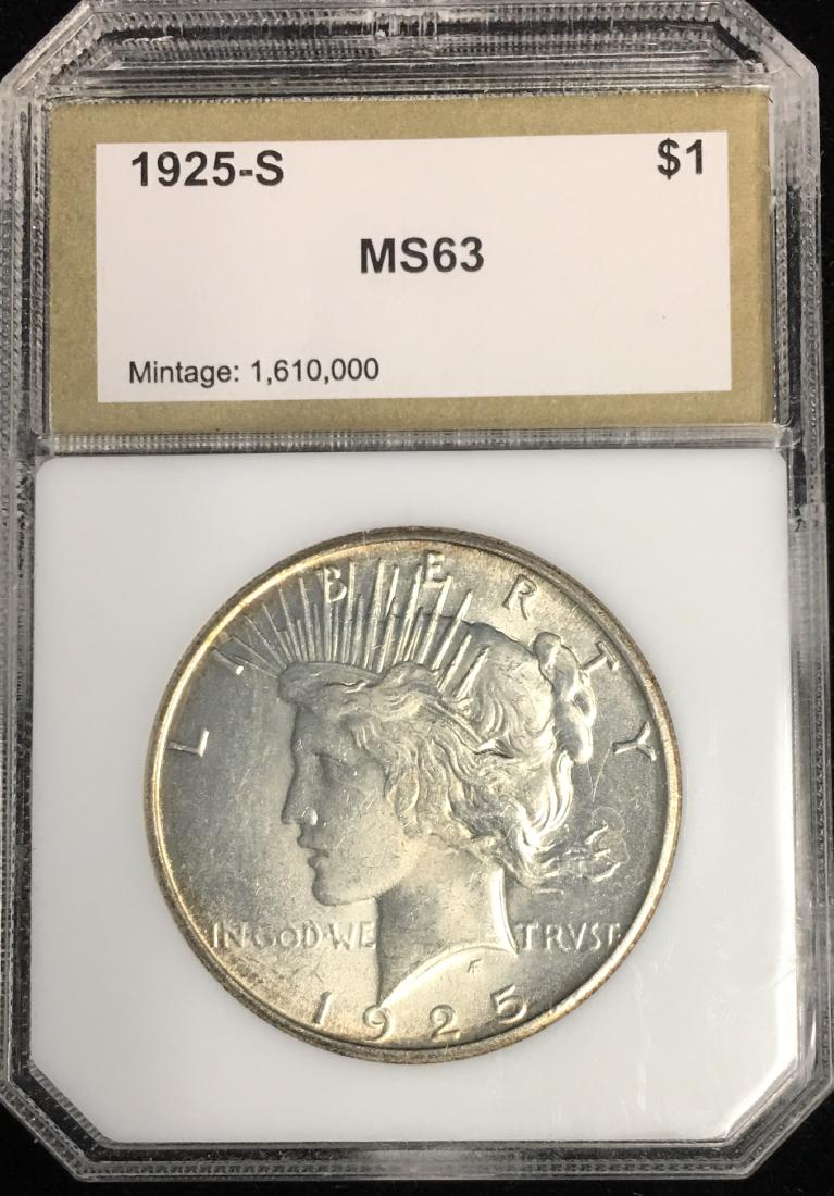 1925-P $1 Peace Silver Dollar PCI MS63 Mintage (1 of 2)