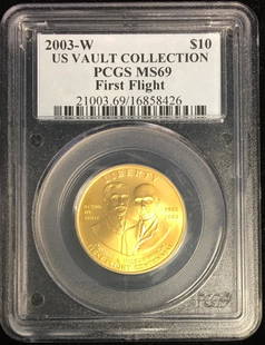 2003-W $10 First Flight Centennial U.S. Vault: 2003-W $10 First Flight Centennial U.S. Vault Collection Gold Ten Dollars PCGS MS69