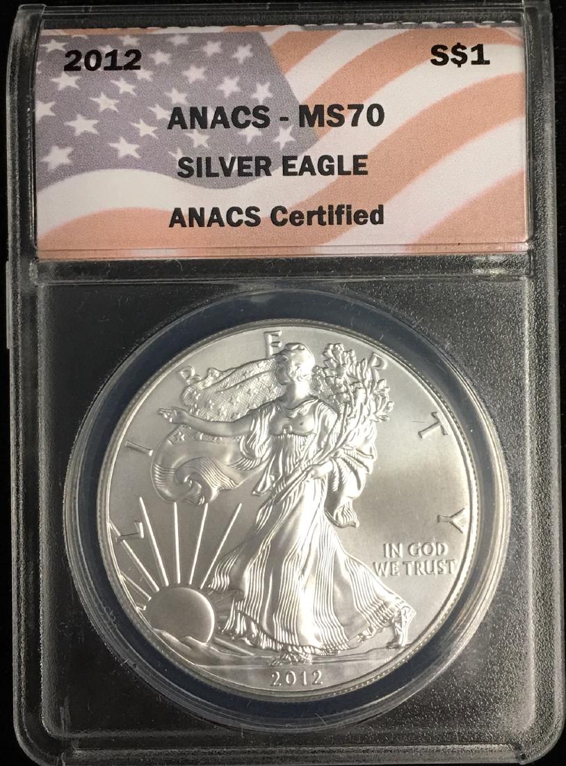 2012 $1 American Silver Eagle ANACS MS70 (1 of 2)