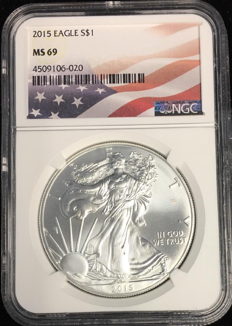 2015 $1 American Silver Eagle NGC MS69 (1 of 2)