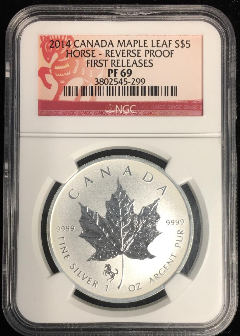 2014 $5 Canada Maple Leaf Horse-Reverse Proof First (1 of 2)