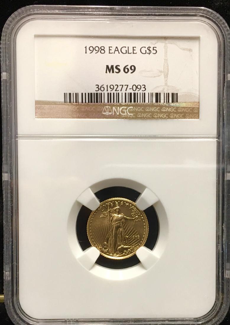 1998 $5 American Gold Eagle 1/10 oz NGC MS69 (1 of 2)