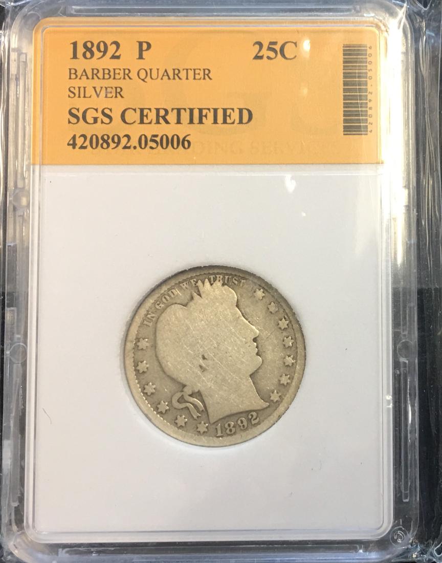 1892-P 25C Silver Barber Quarter (Liberty Head) (1 of 2)