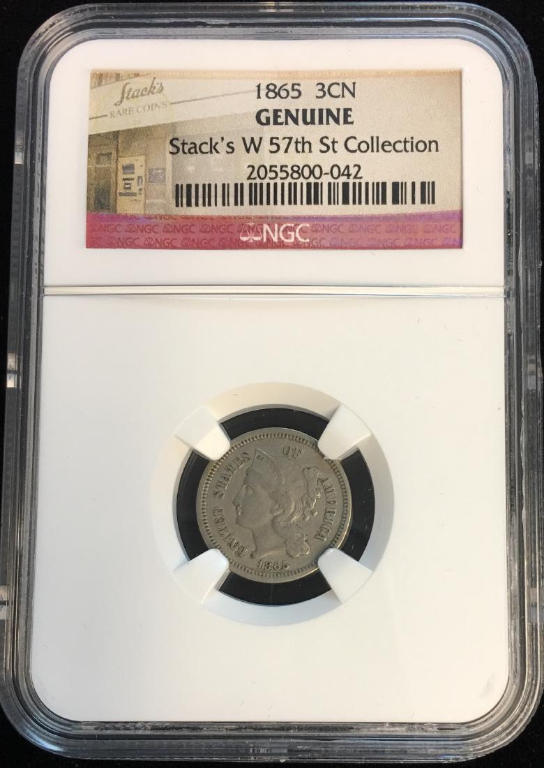 1865 3c Nickel Three-Cent Piece NGC Genuine Stack's W (1 of 2)