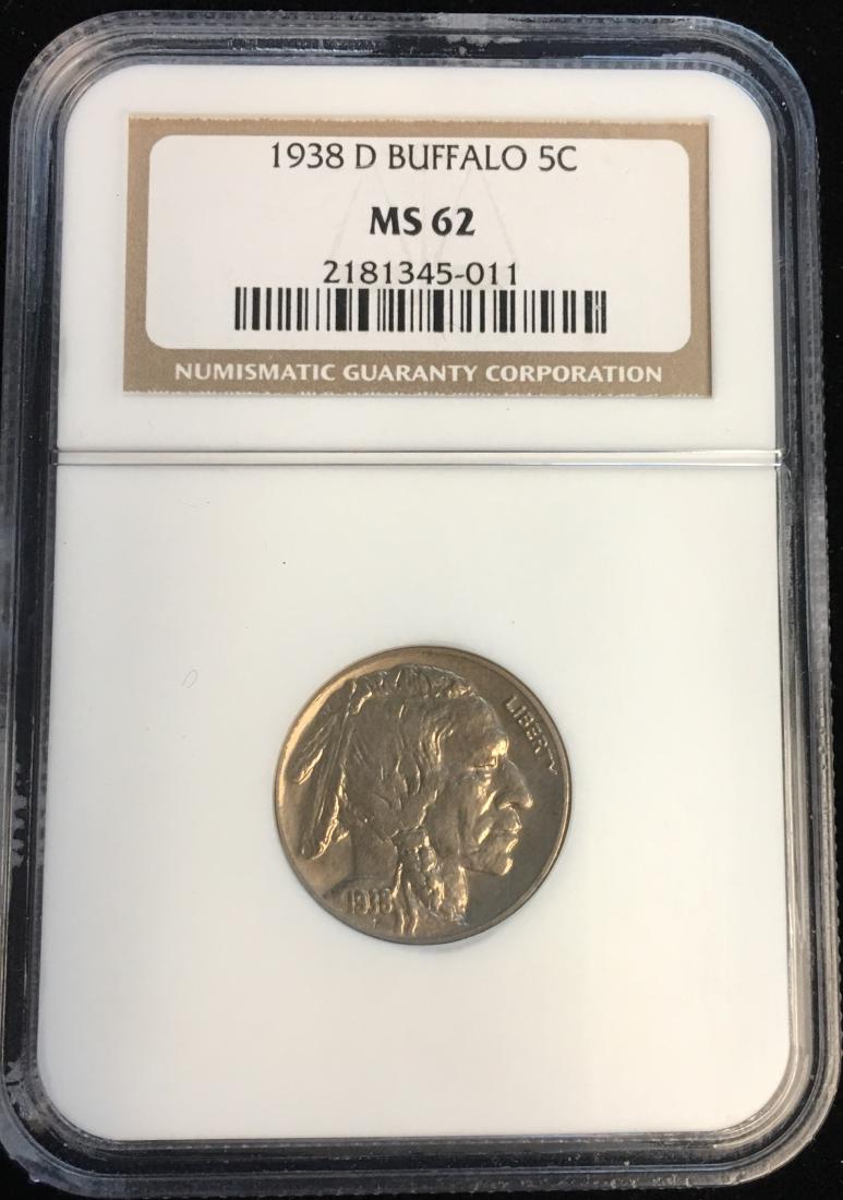 1938-D 5c Buffalo Nickel NGC MS62 (1 of 2)