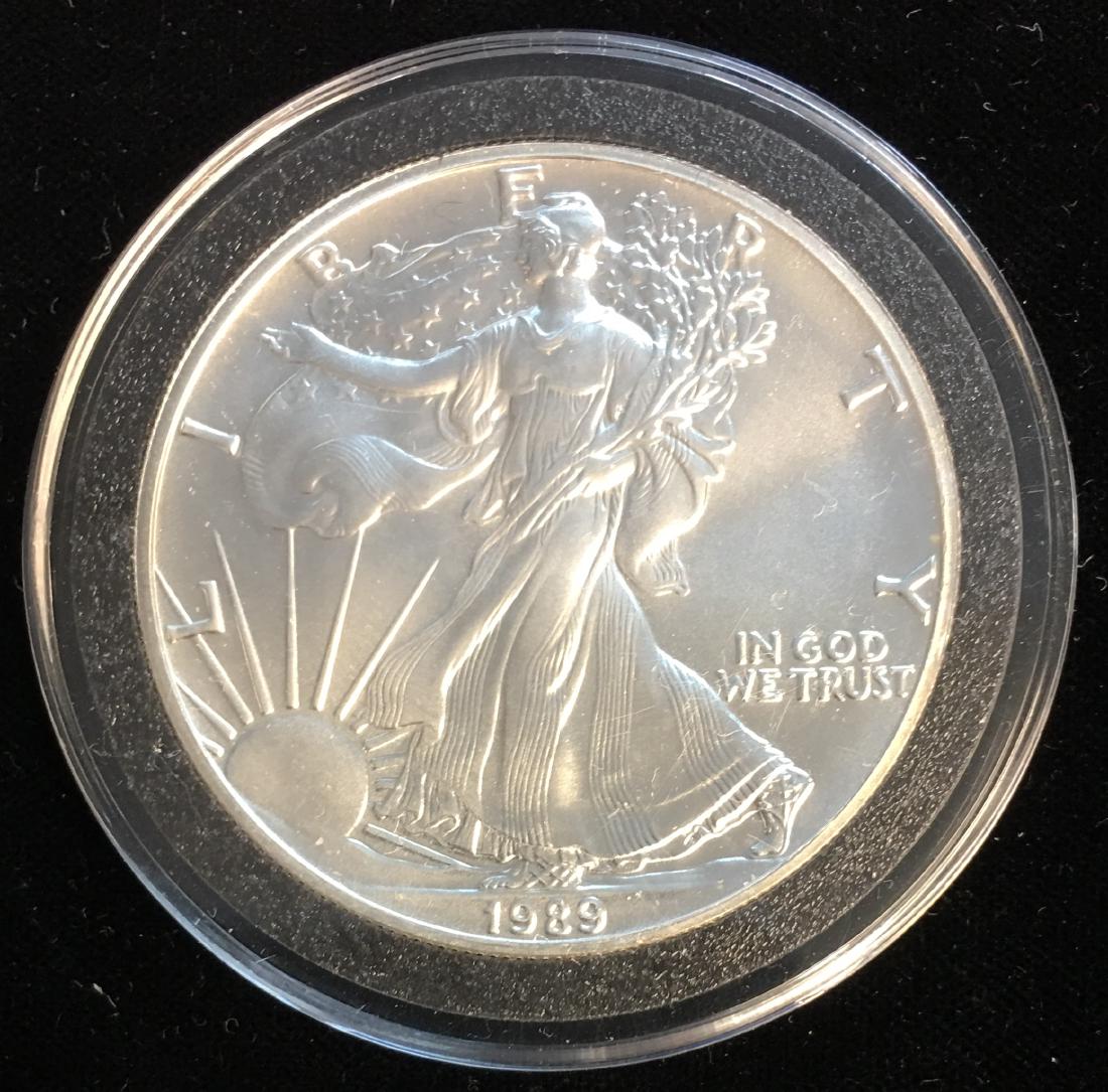 1989 $1 American Silver Eagle 1oz BU capsulated (1 of 2)