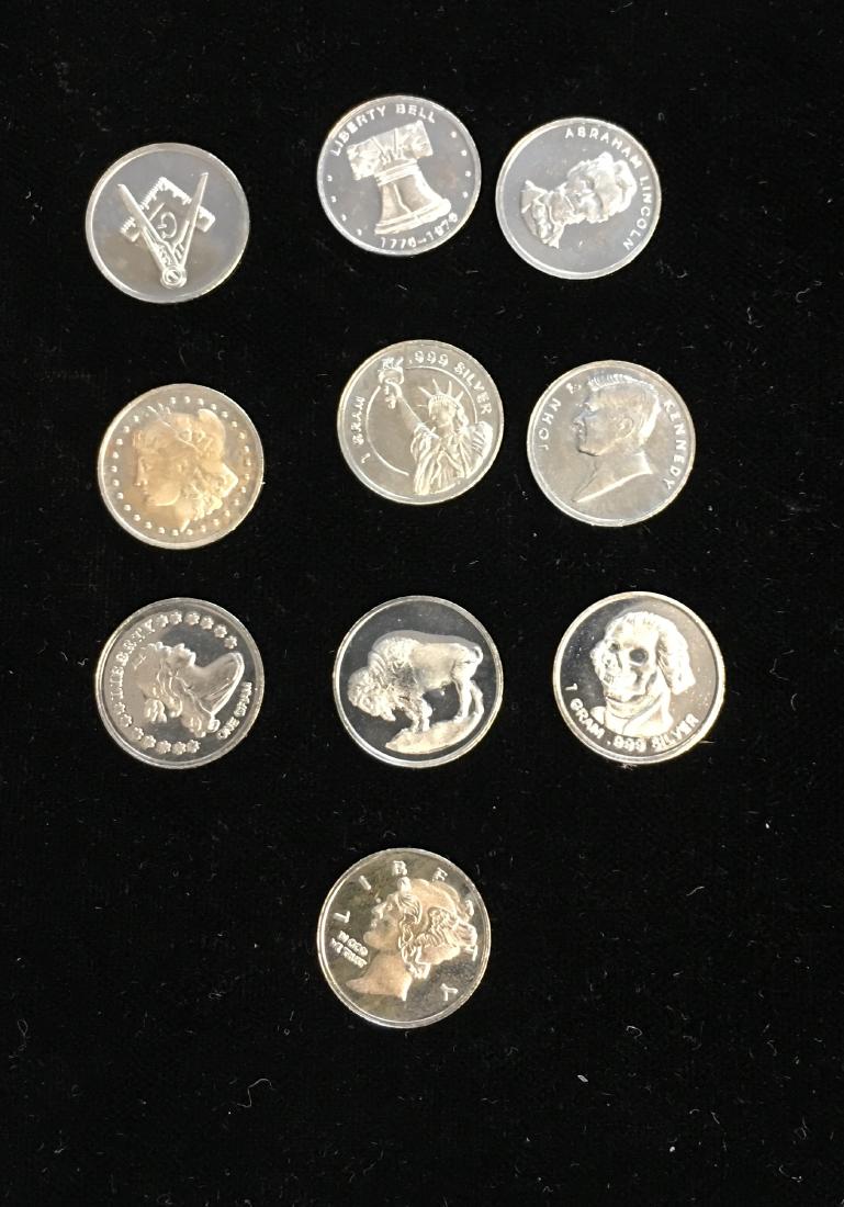Set of 10 Rounds - 1 gram each .999 Fine Silver - Total (1 of 2)
