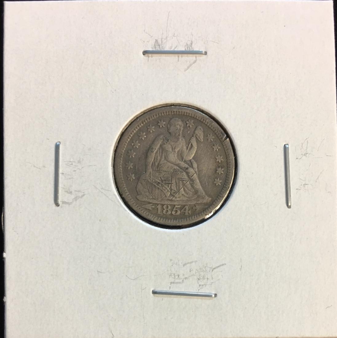 1854 10c Seated Silver Dime - Arrows - VF (1 of 2)