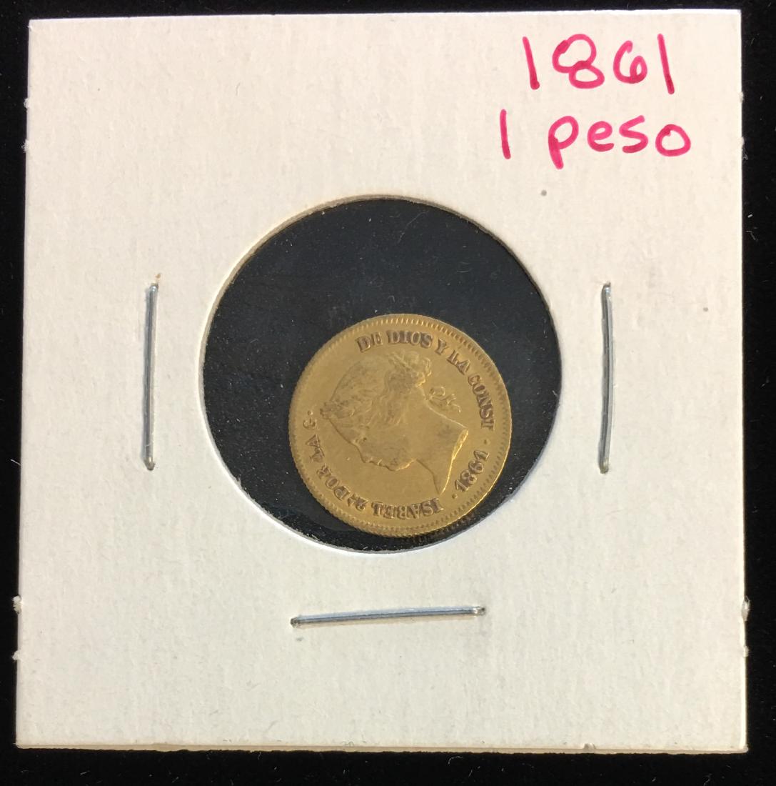 1861 Philippines Gold 1 Peso - Isabella II KM #142 AGW (1 of 2)