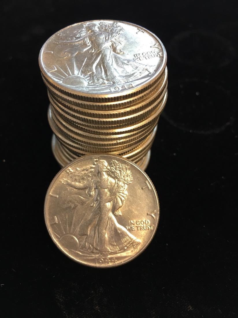 1944-P Roll of 20 Waking Liberty Silver Half Dollars (1 of 2)