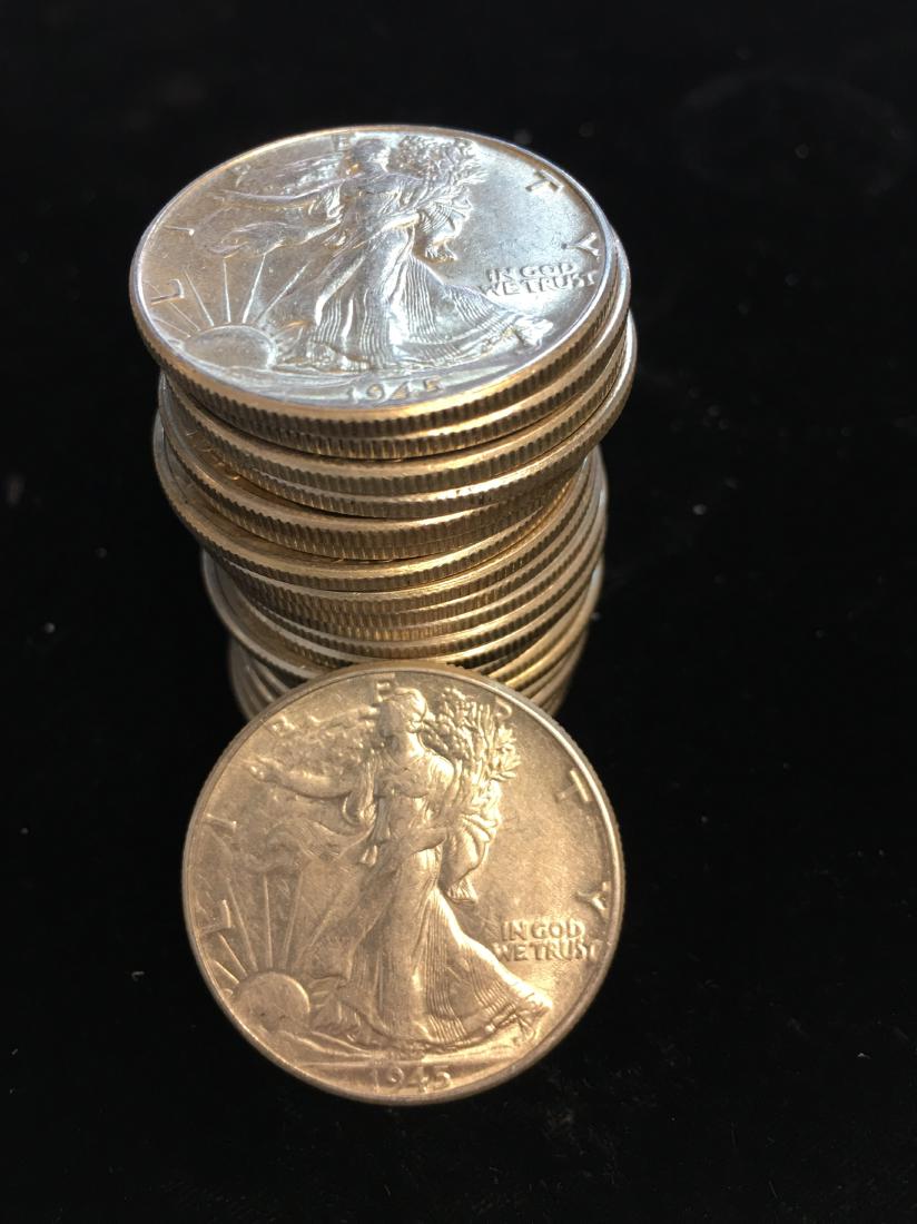 1945-P Roll of 20 Waking Liberty Silver Half Dollars (1 of 1)
