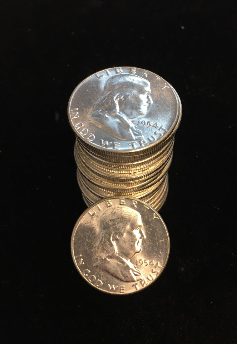 1954 Roll of 20 Franklin Silver Half Dollars GEM BU (1 of 2)