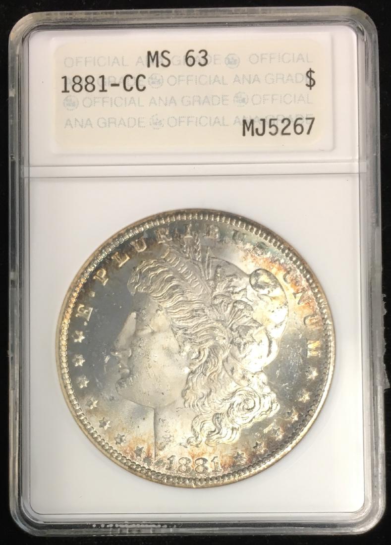 1881-CC $1 Morgan Silver Dollar ANA MS63 Edge Toning (1 of 2)