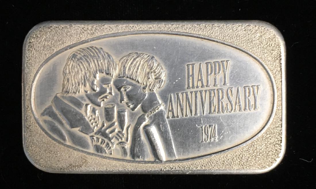 1974 Happy Anniversary 1 tr. oz. .999+ Fine Silver Art (1 of 2)