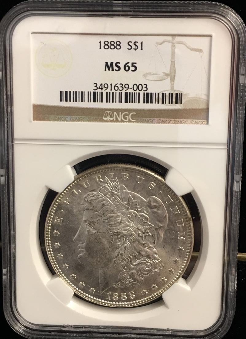 1888-P $1 Morgan Silver Dollar NGC MS65 (1 of 2)
