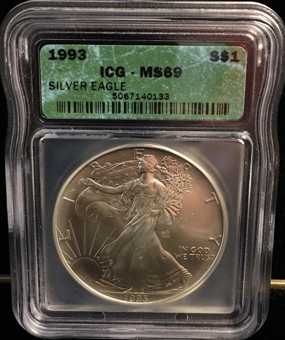 1993-P $1 American Silver Eagle ICG MS69 (1 of 2)