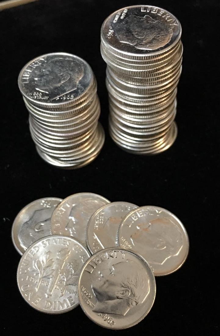 1962-P Roll of 50 Roosevelt Silver Dimes BU (1 of 1)