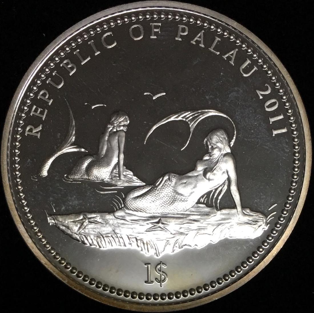 2011 $1 Republic of Palau Silver ANEMONEFISH Marina (1 of 2)