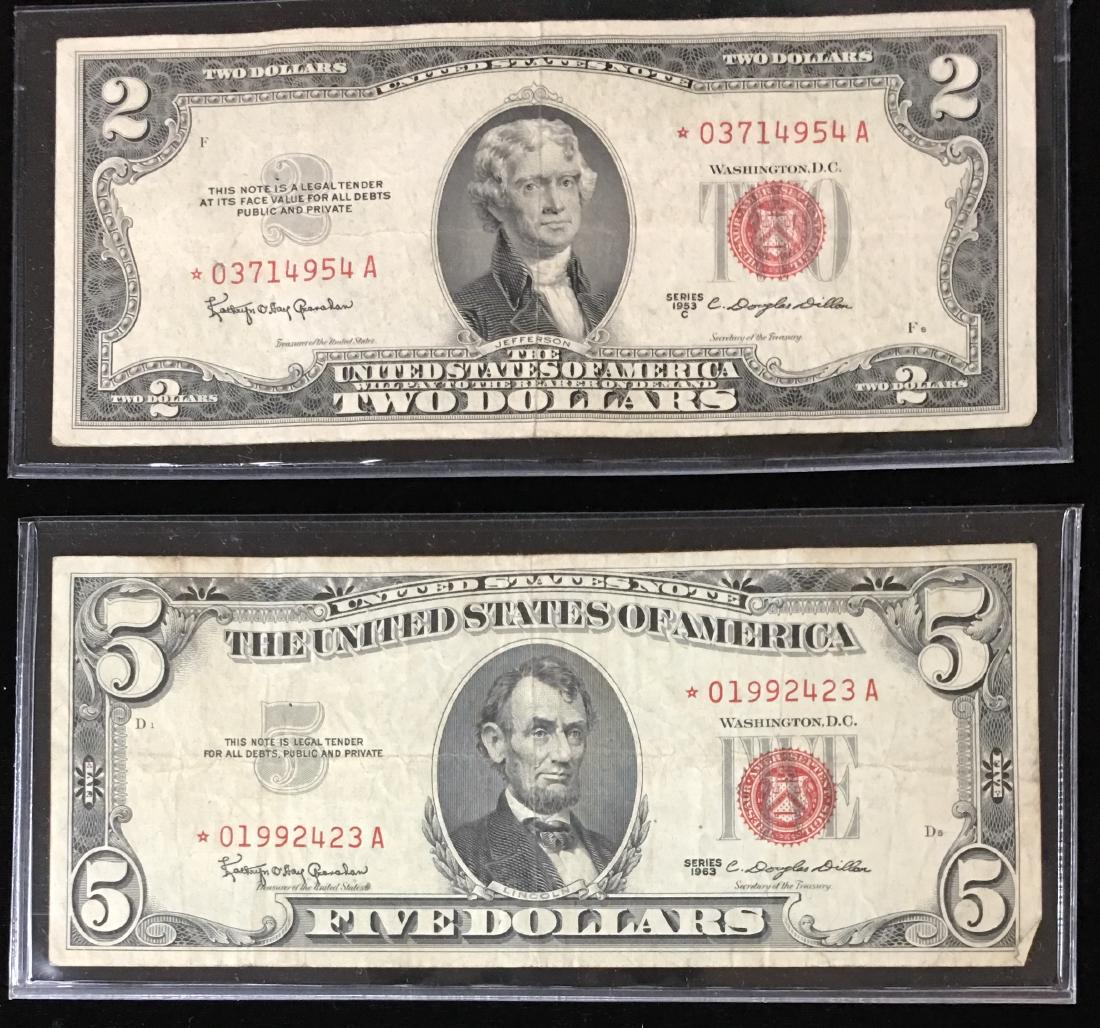 Set of 2 Legal Tenders $2 and $5 Star Notes Red Seal (1 of 2)