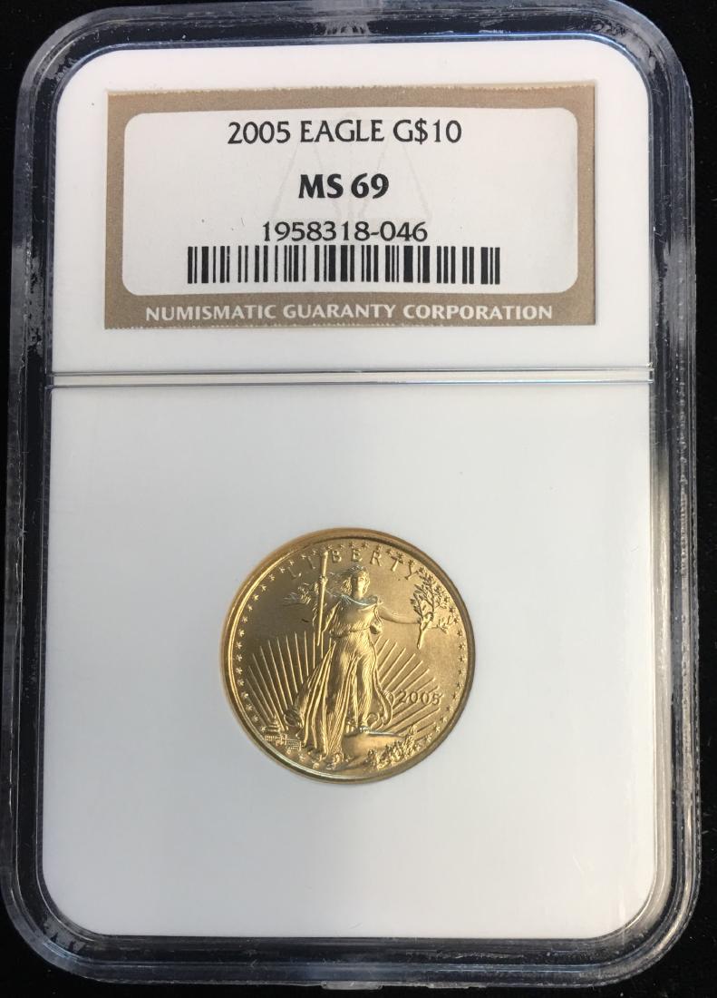 2005 $10 American Gold Eagle 1/4 oz NGC MS69 (1 of 2)