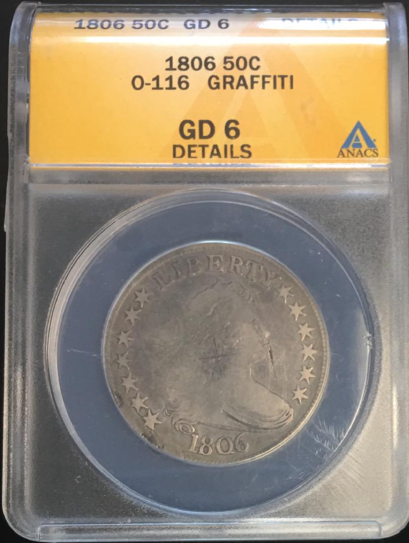1806 50C Draped Bust Silver Half Dollar ANACS  GD6 (1 of 2)