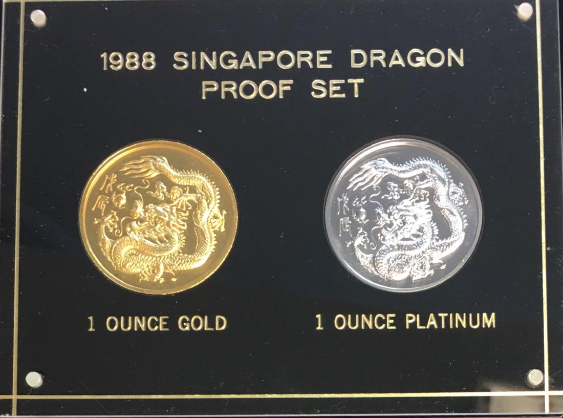 1988 Singapore Dragon Proof Set - 100 Singold 1 oz (1 of 4)