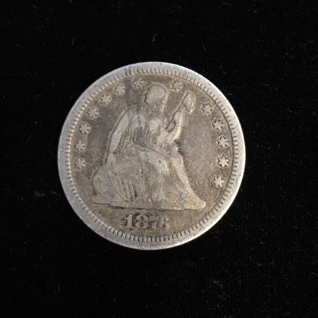 1876-CC 25C Liberty Seated Quarter Fine (1 of 2)