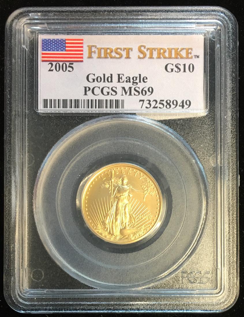 2005 $10 American Gold Eagle First Strike 1/4 oz Fine (1 of 2)