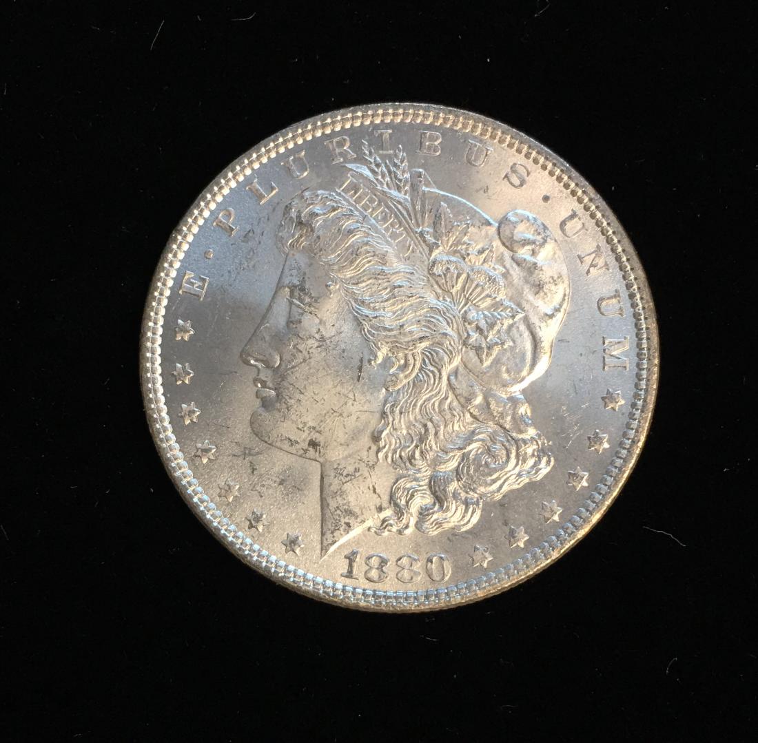 1880-P $1 Morgan Silver Dollar GBU White (1 of 2)