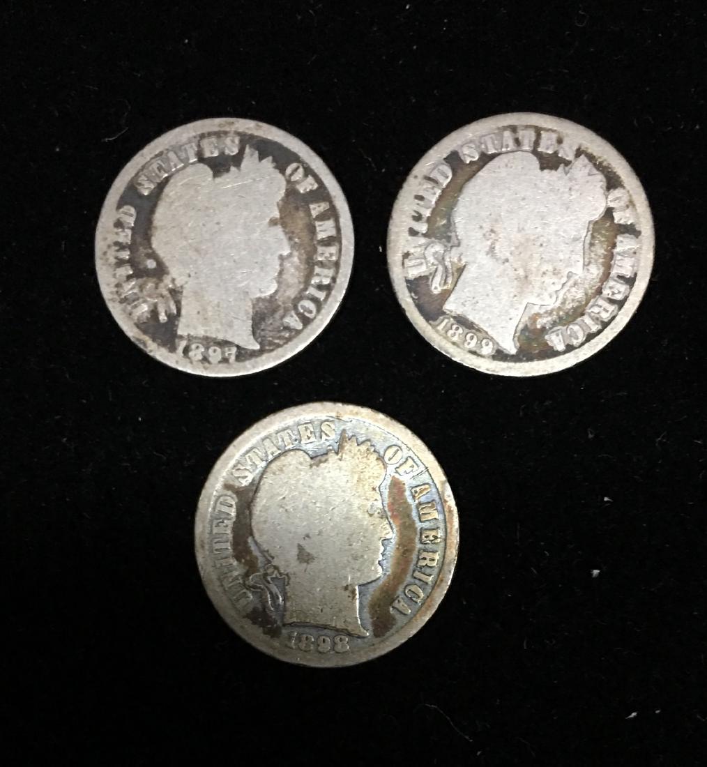 1897-P, 1898-P, 1899-P 10c Barber Dime - Last Three of (1 of 2)