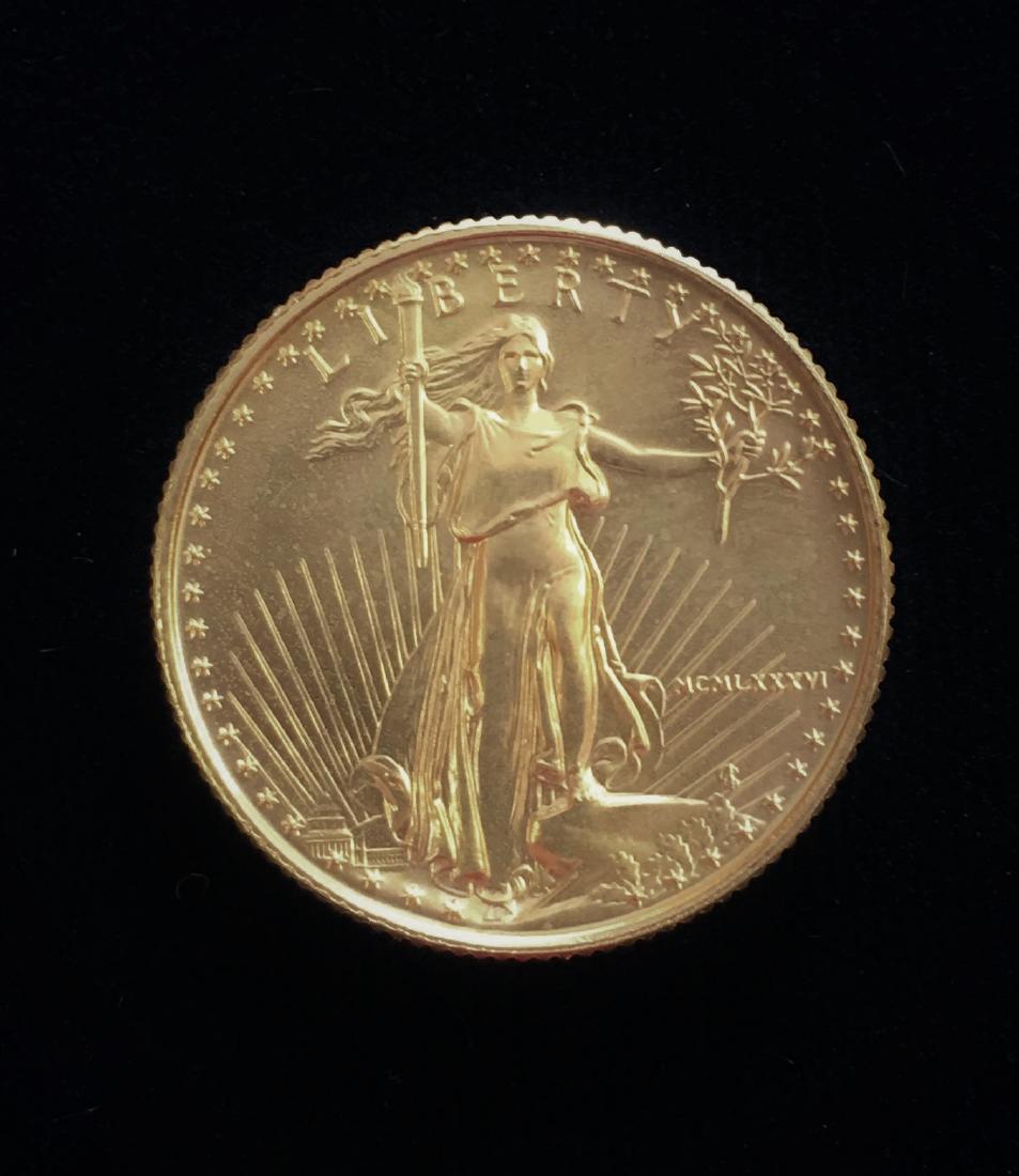 1986 $10 American Gold Eagle 1/4 oz Fine Gold BU (1 of 2)