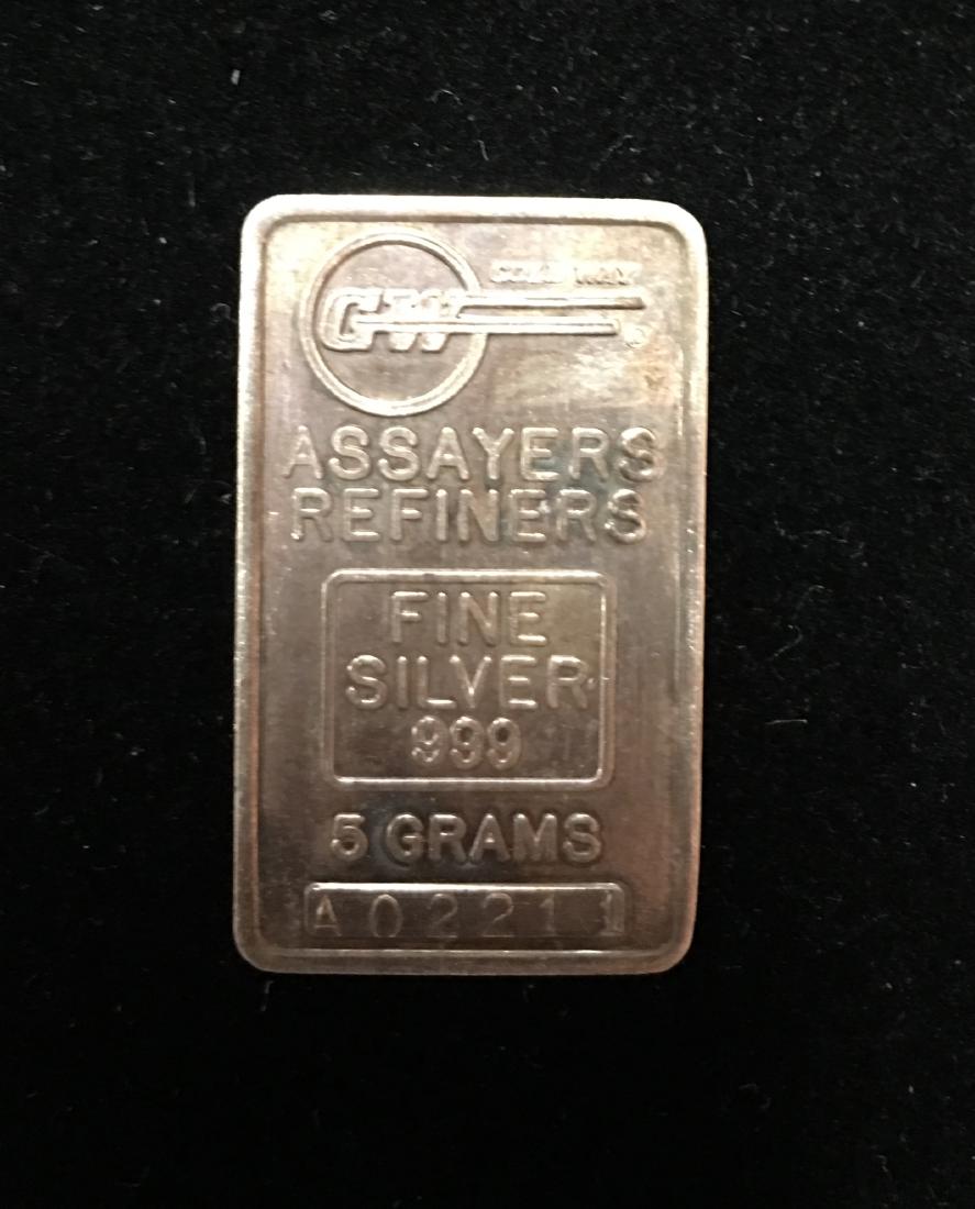 5 gram .999 Fine Silver Bar - GW Gold Way Assayers: 5 gram .999 Fine Silver Bar - GW Gold Way Assayers Refiners