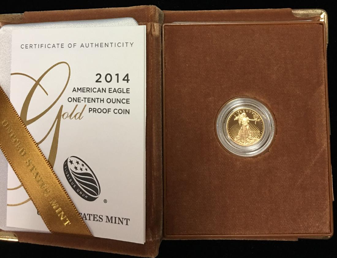 2014-W American Gold Eagle 1/10 oz Fine Gold - Proof - (1 of 4)