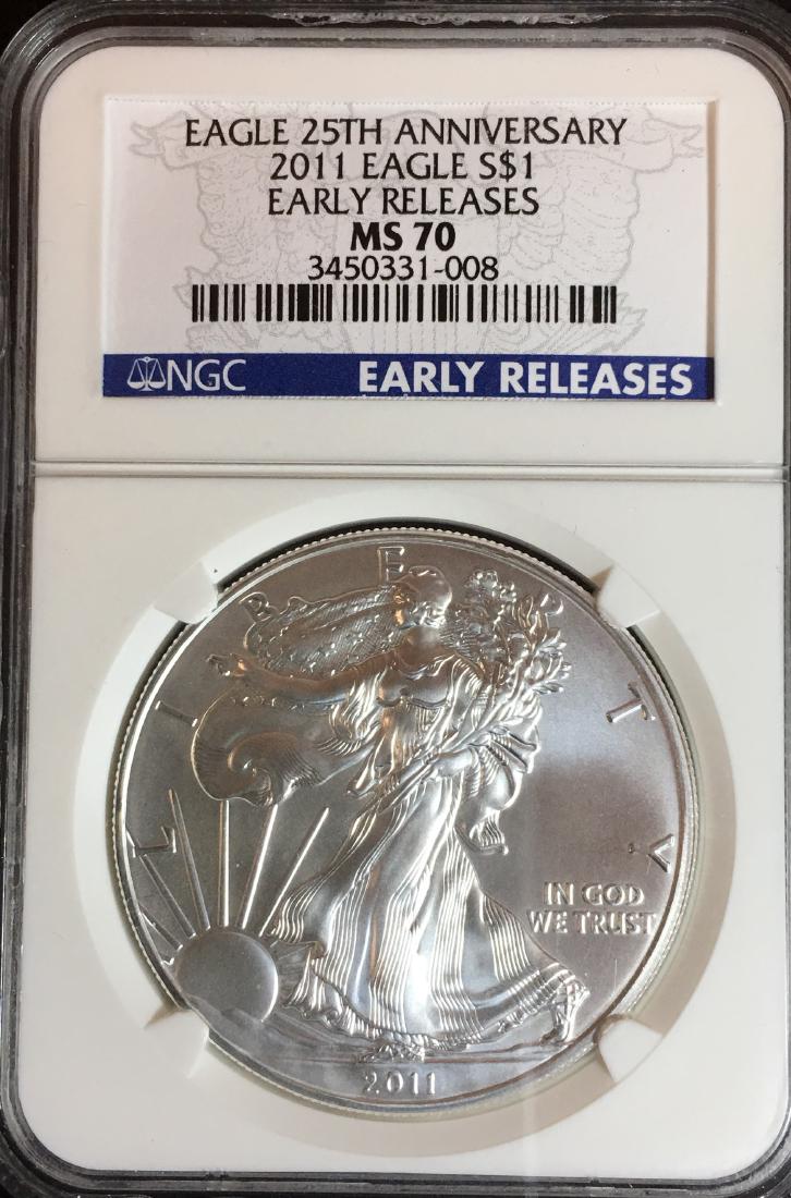 2011 $1 American Silver Eagle 25th Anniversary NGC MS70 (1 of 2)
