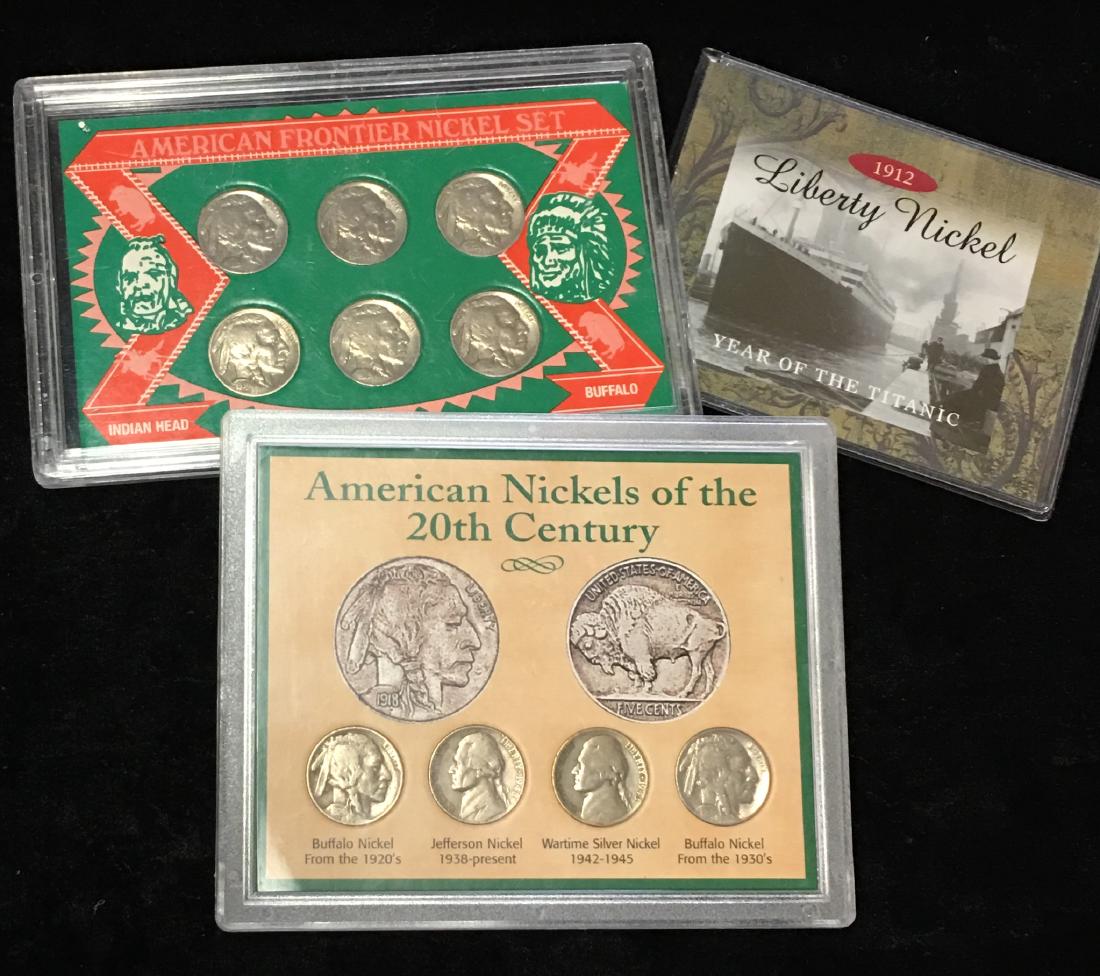 Lot of 3 Nickel Sets: 1912 Liberty; Buffalo;American (1 of 6)