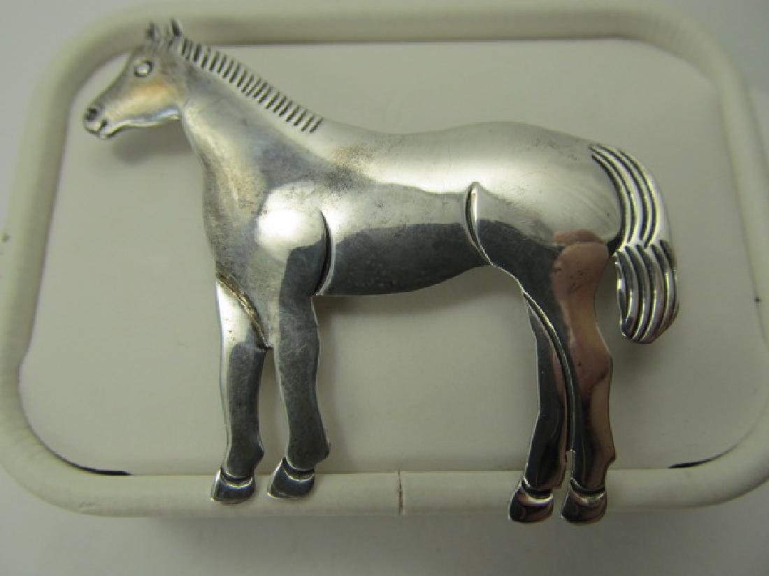 RLH STERLING SILVER VINTAGE STANDING HORSE PIN / BROOCH (1 of 5)
