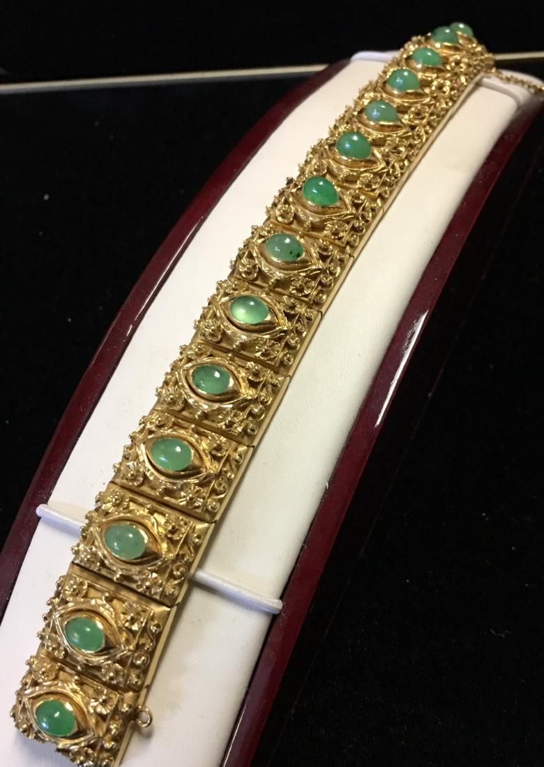 18k Yellow gold Ladies  6x4 Oval Emerald bracelet 14 (1 of 6)