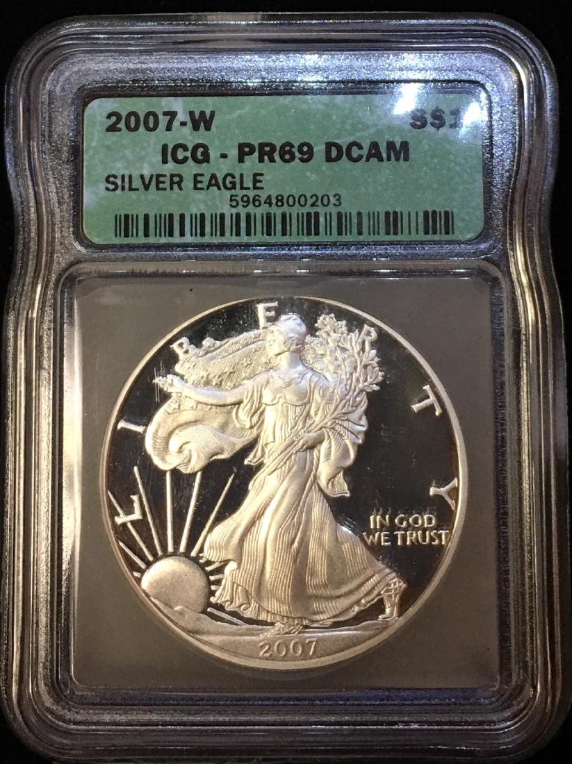 2007-W $1 Proof American Silver Eagle ICG PR69 DCAM - (1 of 2)