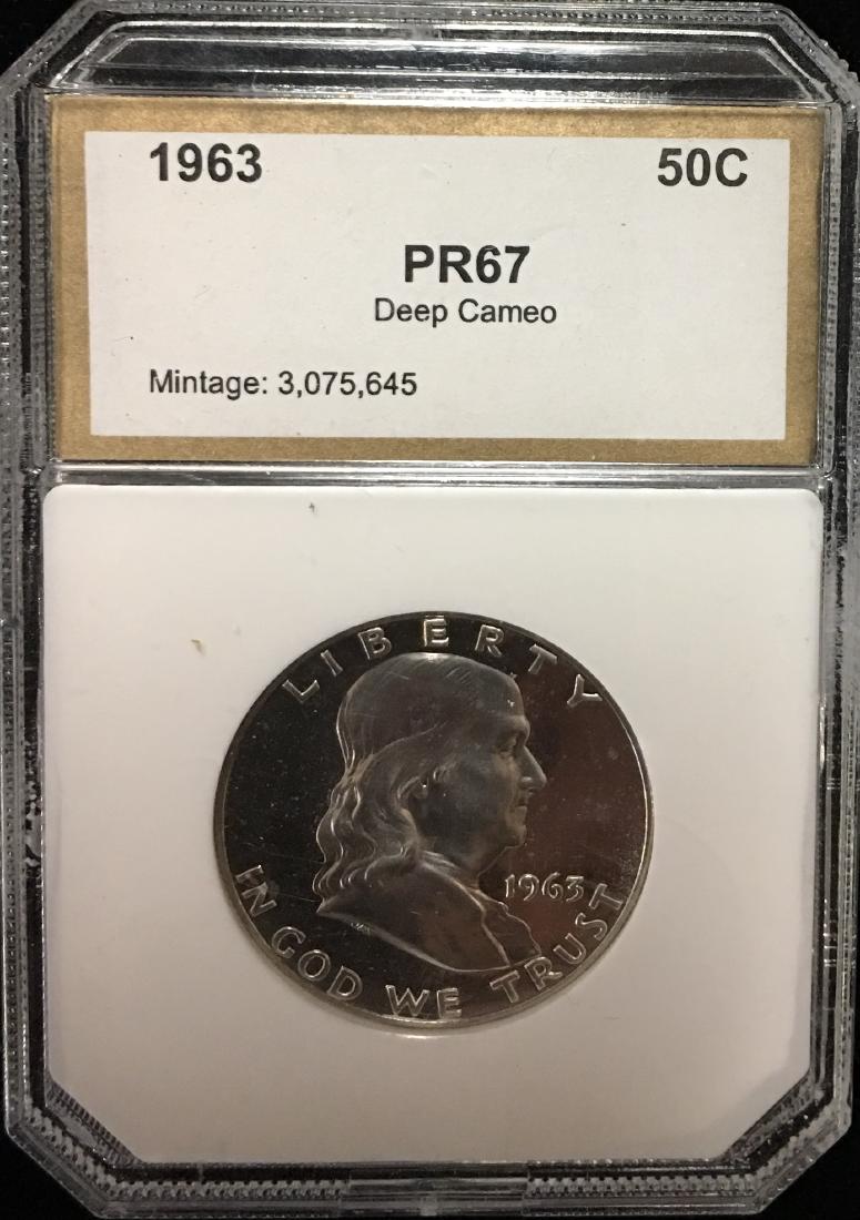 1963-P 50c Franklin Half Dollar PCI PR67 Deep Cameo (1 of 4)