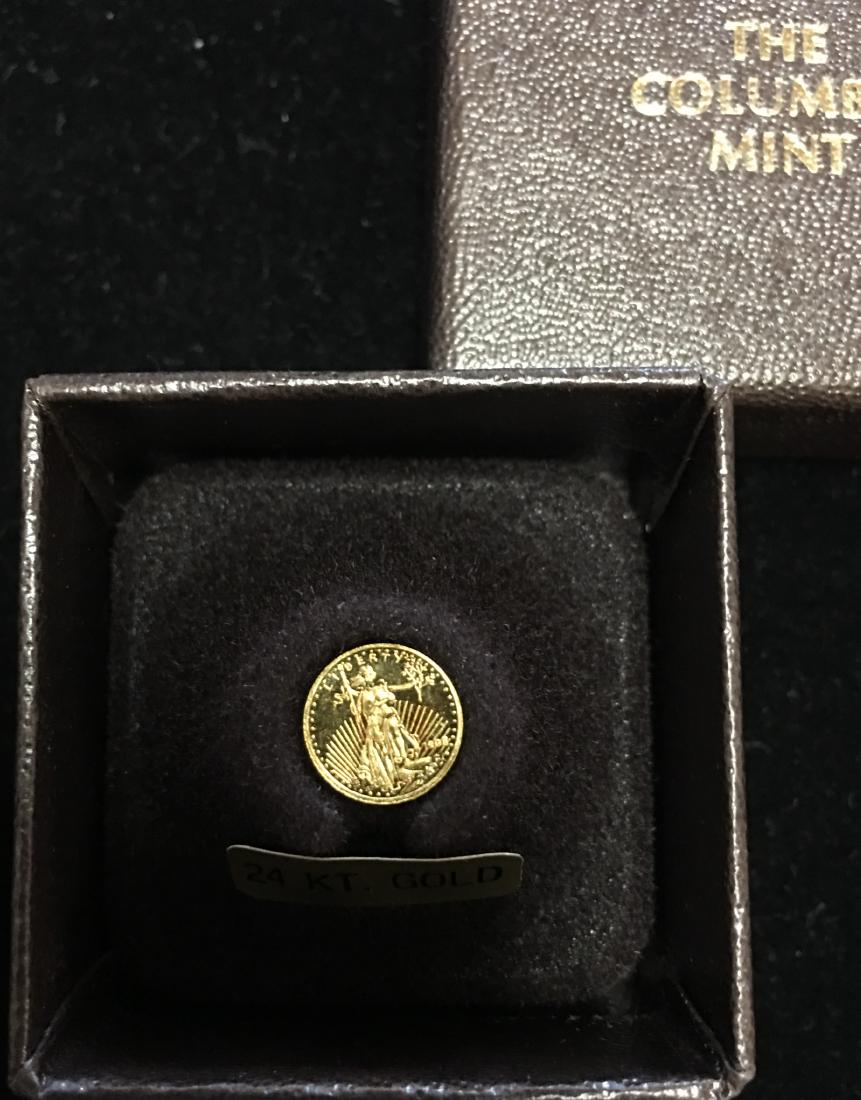 1908 $20 Saint Gaudens Dollar Mini Gold Coin 0.3g: 1908 $20 Saint Gaudens Dollar Mini Gold Coin 0.3g Miniature 24k Columbia Mint