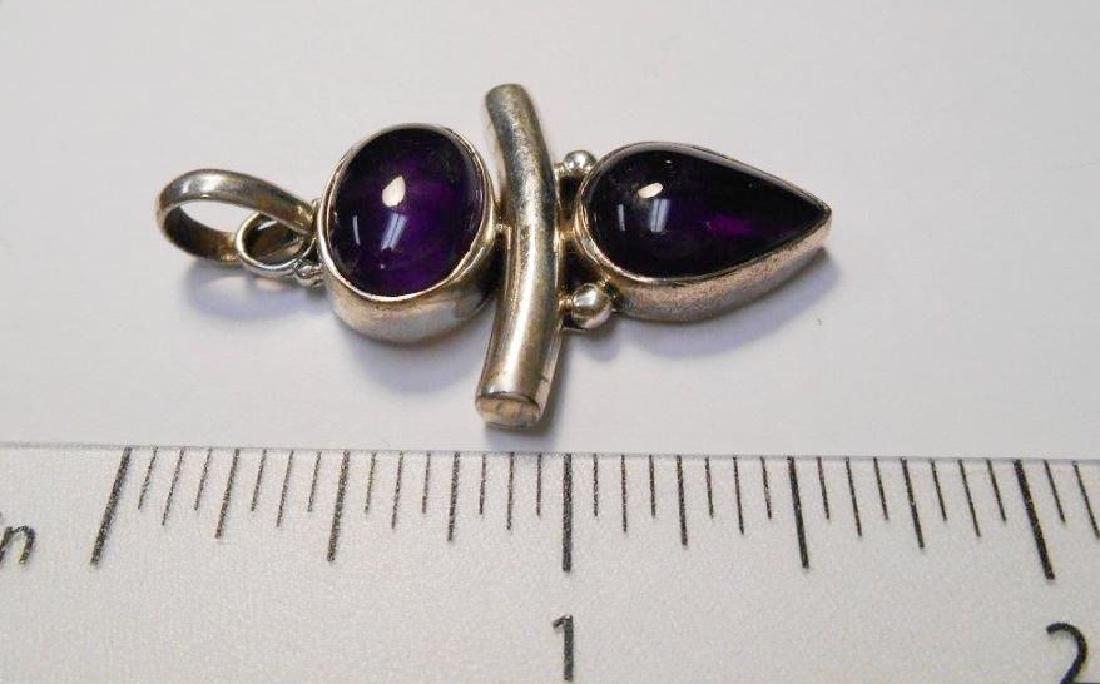Sterling Pendant w/ Oval & Pear Shaped Amethyst Stones (1 of 2)