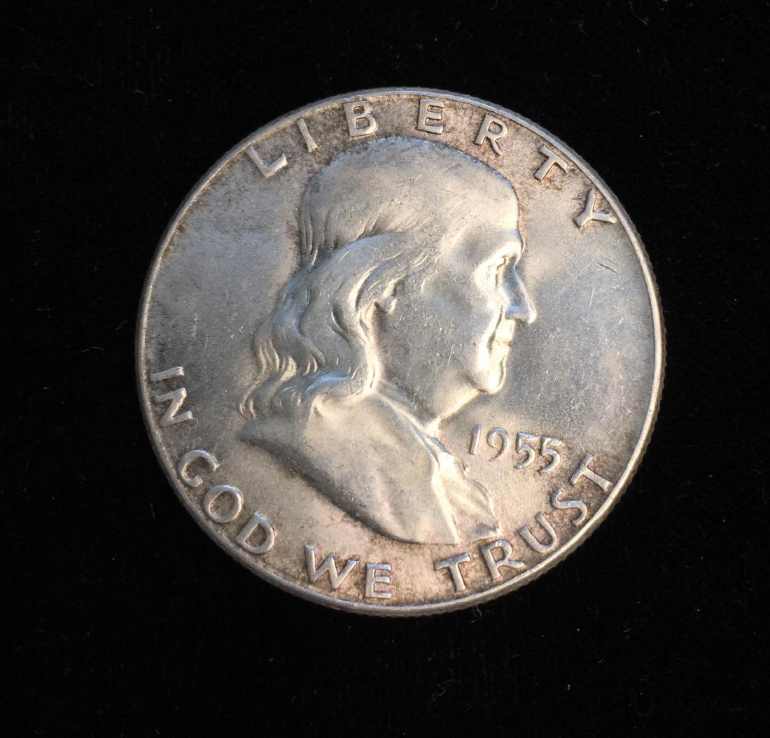 1955-P 50c Franklin Half Dollar UNC (1 of 2)