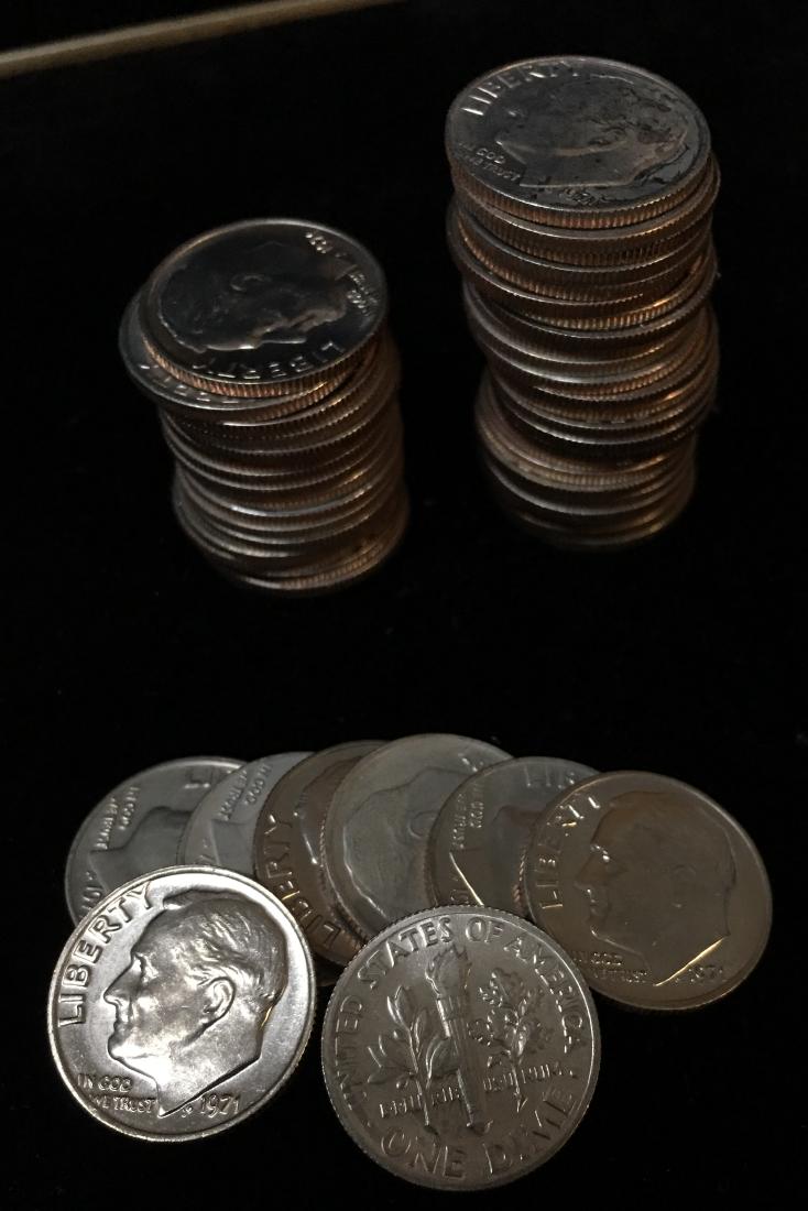 1971-P Roll of 50 Roosevelt Clad Dimes BU (1 of 1)