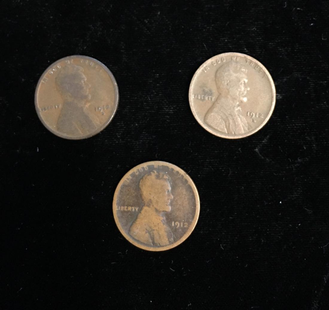 Set of 3 - 1912-D 1c Lincoln Cents Good to VF (1 of 2)