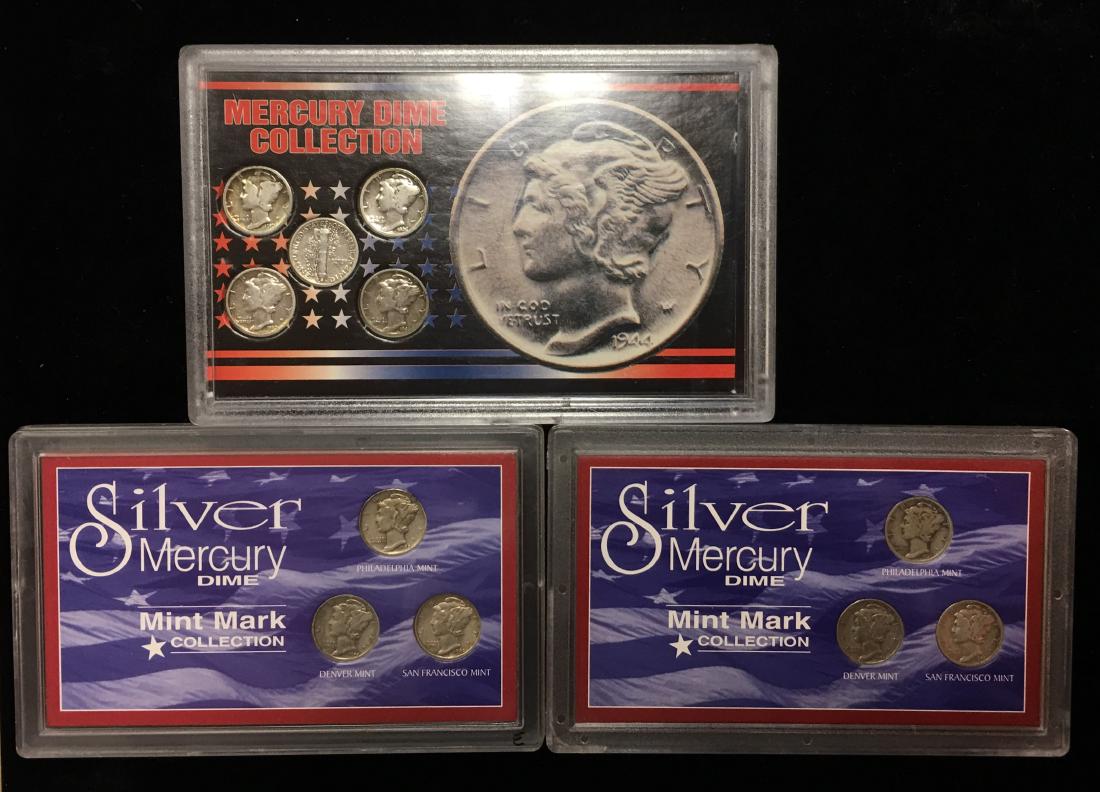 Set of 3 Mercury Dime Collections - 11 coins - (1 of 7)