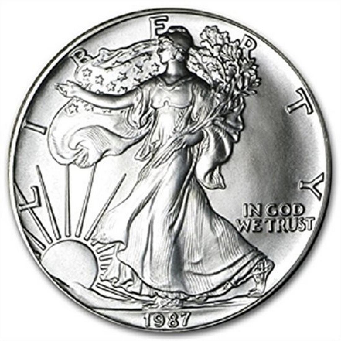 1987 $1 American Silver Eagle 1 oz .999 Fine Silver (1 of 2)