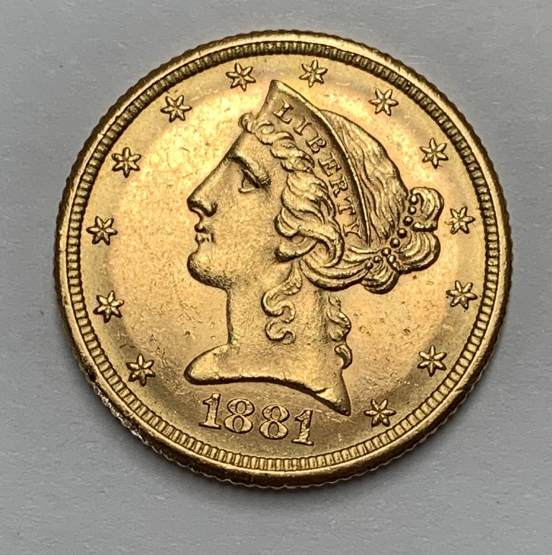 1881-P $5 Gold Liberty Head Half Eagle (1 of 2)