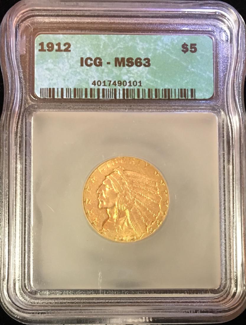 1912 $5 Indian Head Gold Half Eagle ICG MS63 - Trends (1 of 2)