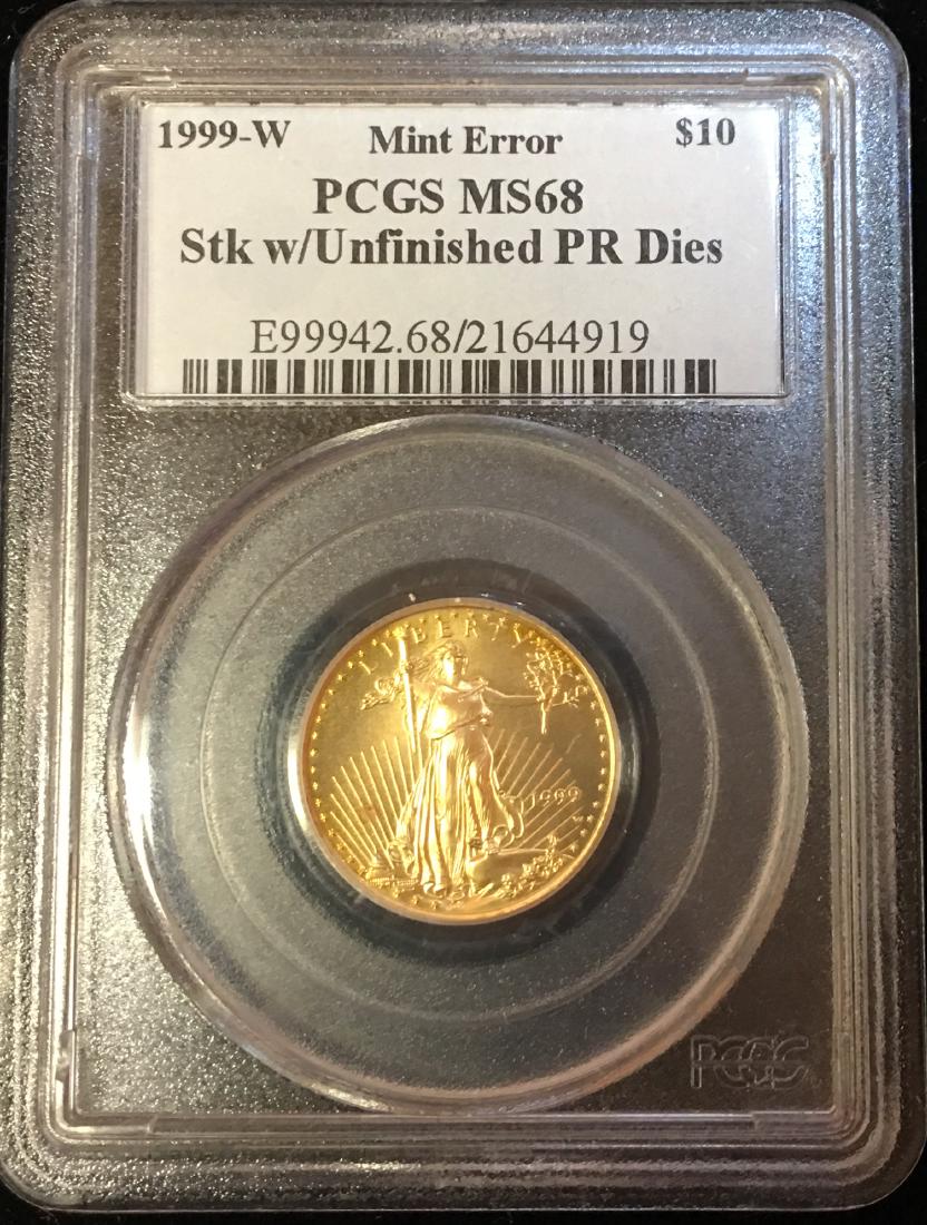 1999-W $10 American 1/4 Gold Eagle PCGS MS68 - Error (1 of 2)